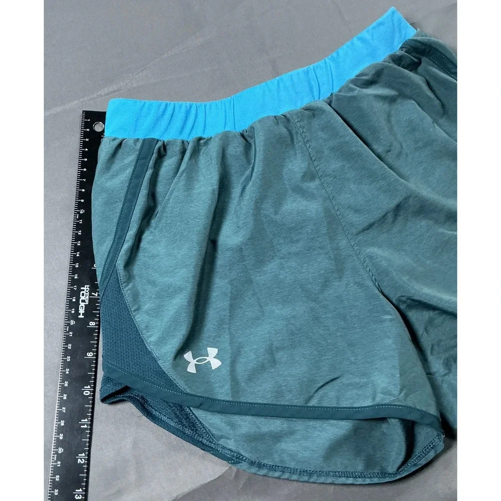 Under Armour Womens Fly By HeatGear Running Shorts Teal Blue Small Loose Fit